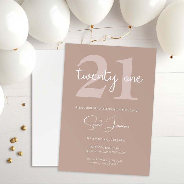Minimalista invitación a fiesta de cumpleaños 21 (Subido por el creador)