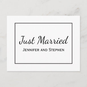 Minimalista Invitación de Boda negra recién casada
