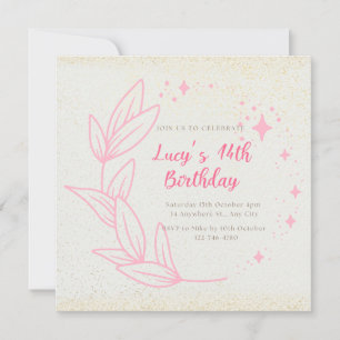 Minimalista invitación de cumpleaños número 14
