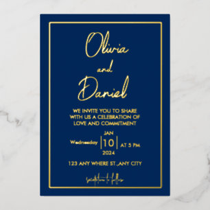 Minimalista   Invitación de oro todo en una boda