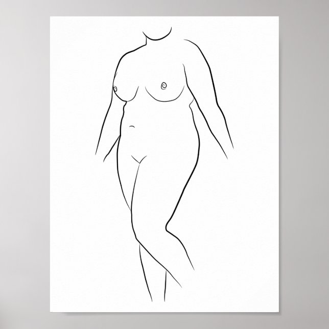 Minimalista línea de arte mujer cuerpo Ilustracion (Frente)