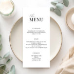 Minimalista menú Boda moderno negro y blanco<br><div class="desc">Menú boda moderno con diseño tipográfico minimalista en color blanco y negro.</div>