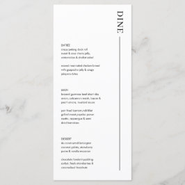 Minimalista menú Boda moderno y menú de bebidas 5x