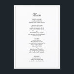 Minimalista menú de cena rústico elegante de bodas<br><div class="desc">Minimalista Rústico Elegante menú de cena negro y Boda blanco - Siéntase libre de personalizar y personalice este sencillo y elegante menú de bodas. Las opciones de edición están disponibles.</div>