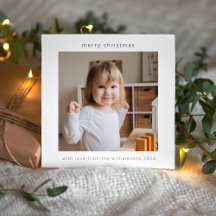 Minimalista Moderno Feliz Navidad Dos Fotos Cuadra