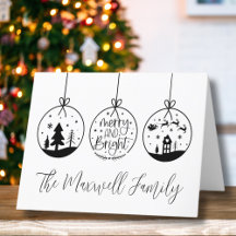 Minimalista Moderno Navidad Feliz Blanco Negro