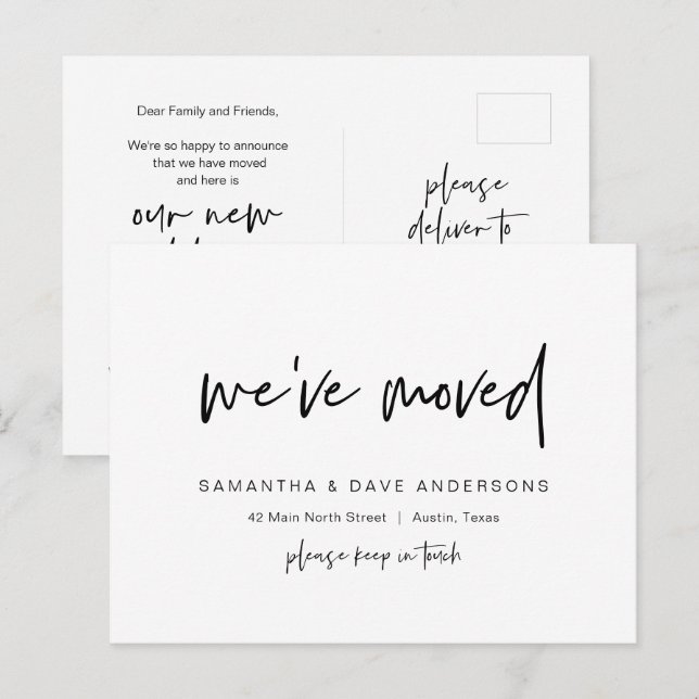 Minimalista moderno, nos hemos movido, Invitación (Anverso / Reverso)