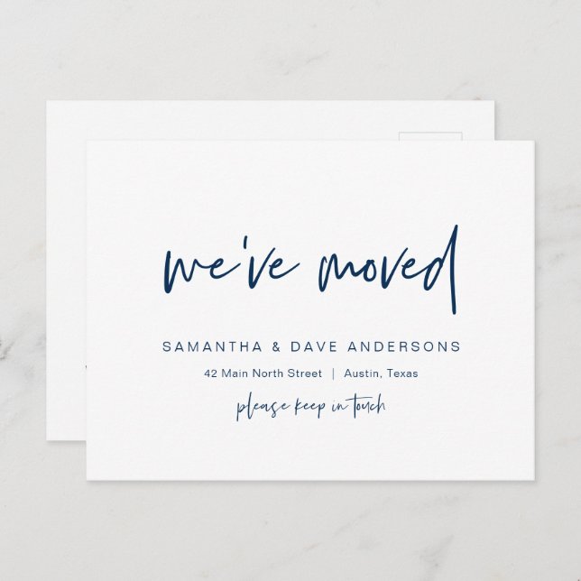 Minimalista moderno, nos hemos movido, Invitación  (Anverso / Reverso)