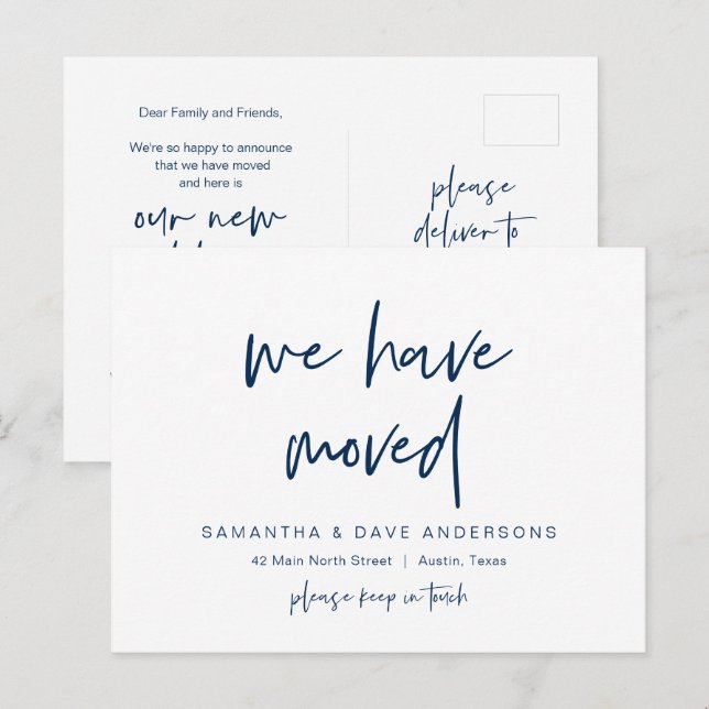 Minimalista moderno, nos hemos movido, Invitación  (Anverso / Reverso)