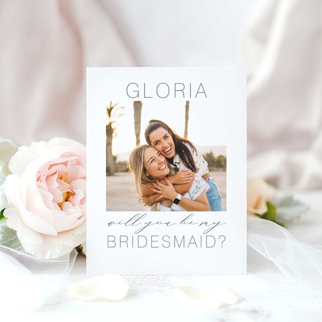 Minimalista moderno, ¿serás mi novia? (Photo bridesmaid proposal invitation)