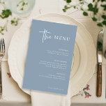 Minimalista moderno simple | Menú Boda azul turbio<br><div class="desc">El boda azul,  elegante y polvoriento,  propone una carta sencilla y minimalista,  pero muy elegante,  gracias a la escritura blanca y moderna y al diseño depurado.</div>
