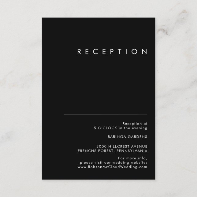 Minimalista moderno | Tarjeta de recepción de la b (Anverso)