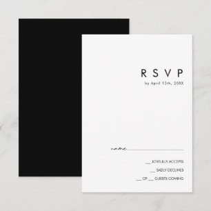 Minimalista moderno Tarjeta RSVP negra