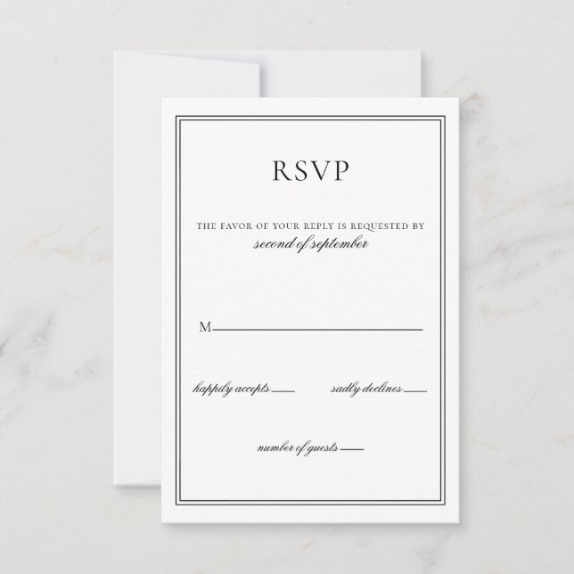 Minimalista Monograma negro y blanco rsvp (Anverso)