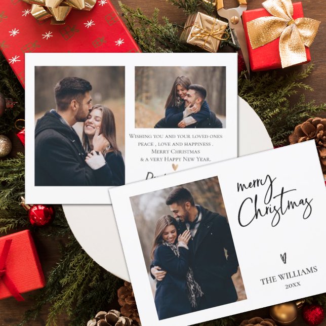 Minimalista Multi Photo Elegant Feliz Navidad (Minimalist Multi Photo Elegant Merry Christmas Card)