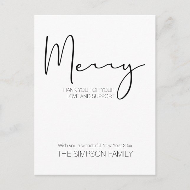 Minimalista Navidad Feliz letra script (Anverso)