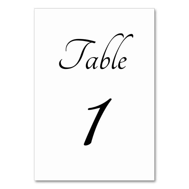 Minimalista: Número de mesa blanco y en cursiva (Anverso)