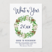 Minimalista qué año más feliz saludo de Navidad