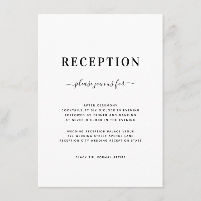 Minimalista recepción moderna de bodas blancas y n (Anverso)