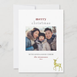 Minimalista Reno de Navidad con una Foto Feliz Nav