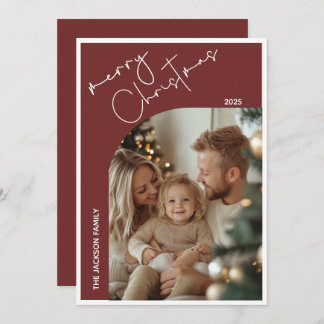 Minimalista roja Feliz Navidad moderna Una foto