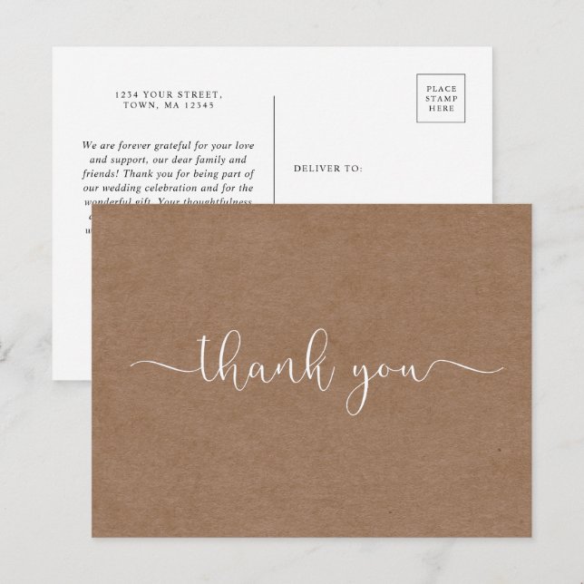 Minimalista Rustic Gracias postal (Anverso / Reverso)