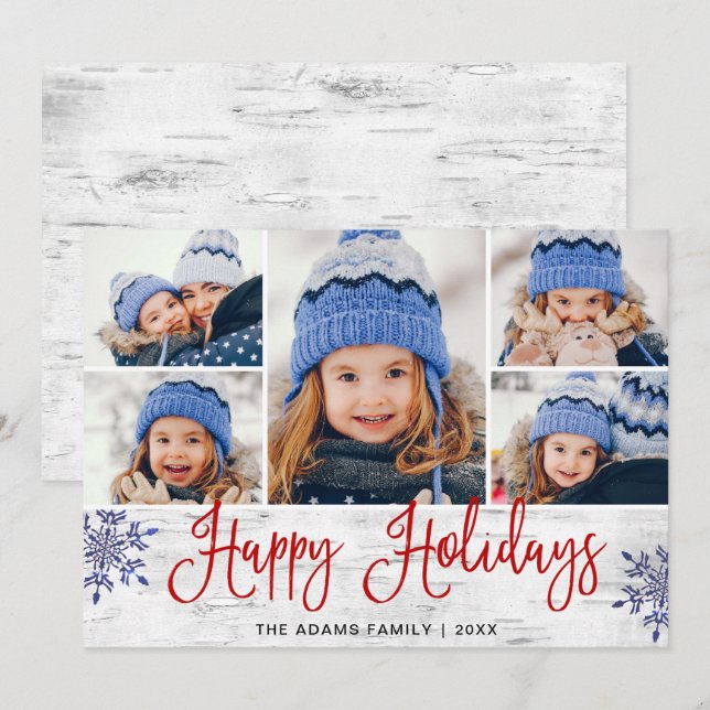 Minimalista Rústico Feliz Navidad 5 FOTOS (Anverso / Reverso)