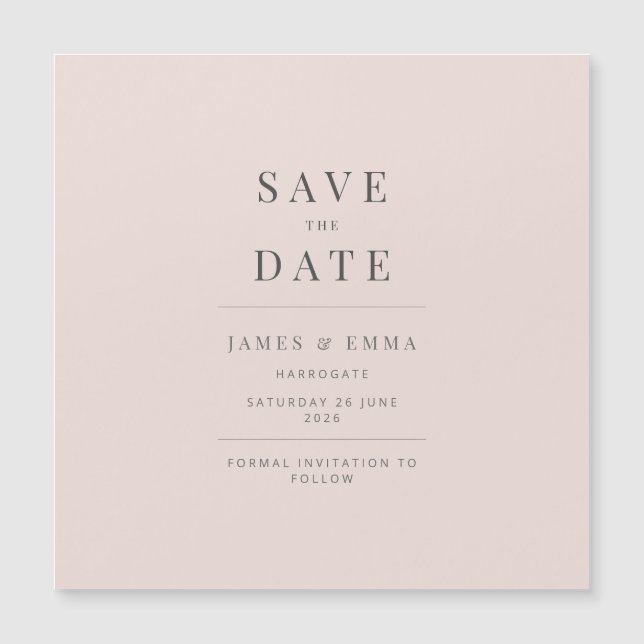 Minimalista Save the Date Warm Blush (Anverso)