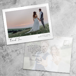Minimalista tarjeta de agradecimiento de boda con