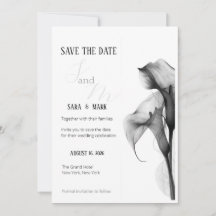 Minimalista tarjeta de Calla Lily en blanco y negr