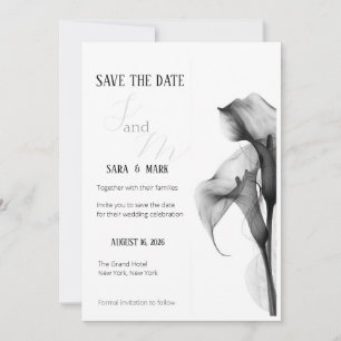 Minimalista tarjeta de Calla Lily en blanco y negr