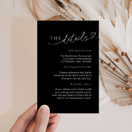 Minimalista tarjeta de detalles en blanco negro co