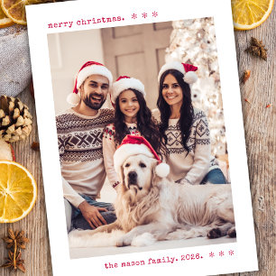 Minimalista Tarjeta de Navidad con Foto Familiar e