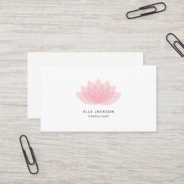 Minimalista tarjeta de visita simple de loto rosa (Anverso/Reverso In Situ)