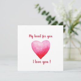 Minimalista te amo el corazón de las acuarelas roj