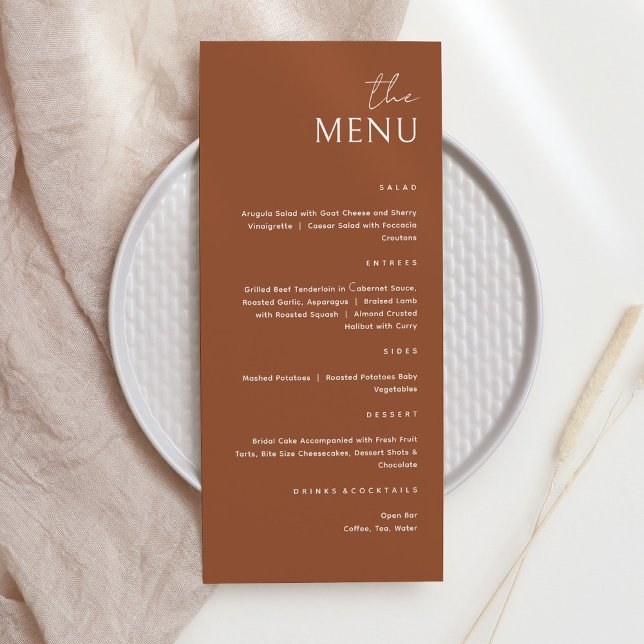 Minimalista Terracota marrón La carta del menú (Subido por el creador)