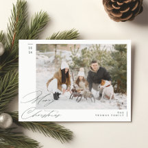 Minimalista Verde Familia Moderna Feliz Navidad