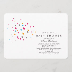 Minimalista y colorida invitación a Baby Shower