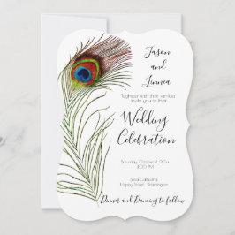 Minimalista y elegante invitación de Peacock Feath