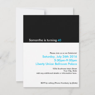 Minimalistas invitaciones de cumpleaños número 40