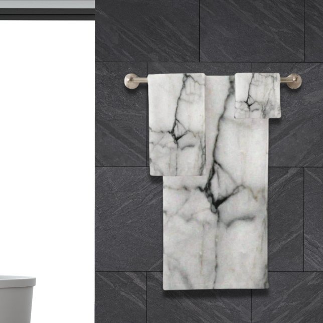 mínimo escandinavo moderno moda gris mármol blanco (minimal scandinavian modern chic grey white marble bath towel set)