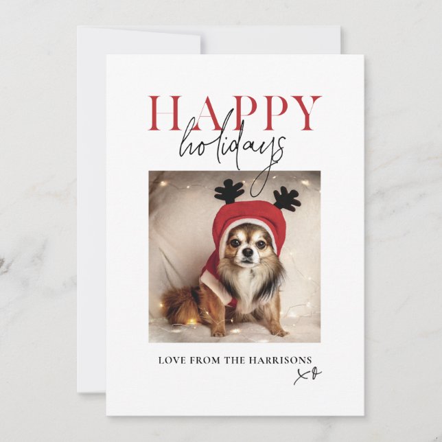 Mínimo Foto de tu perro mascota Mensaje de Navidad (Anverso)