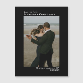 Mínimo Guardar la fecha foto vertical imán negro