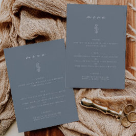 Mínimo Hoja Dusty Blue Boda Menú plano