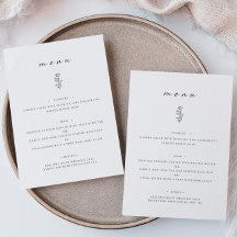 Mínimo Leaf Boda blanco negro Menú plano