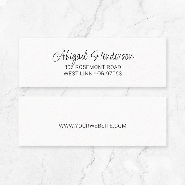 Mínimo manuscrito 10a | Mini tarjeta de visita (Elegant quiet luxury typography mini business card - minimalist modern script business essentials.)