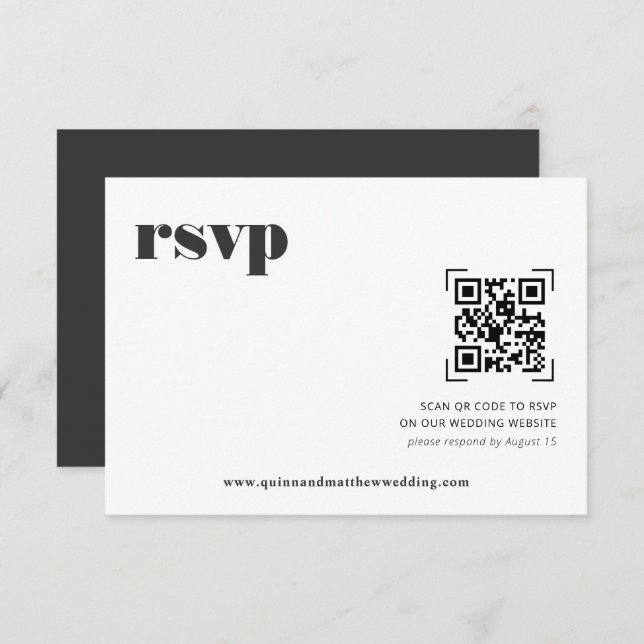 Mínimo moderno | Código QR Boda RSVP (Anverso / Reverso)