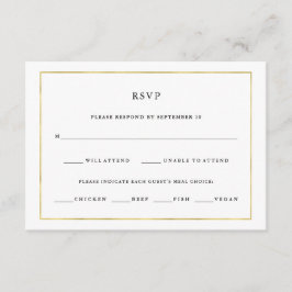 Mínimo moderno | Faux Gold Border Meal Choice RSVP