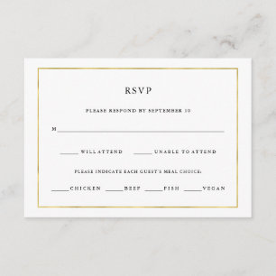 Mínimo moderno   Faux Gold Border Meal Choice RSVP