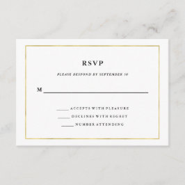 Mínimo moderno | Faux Gold Border RSVP